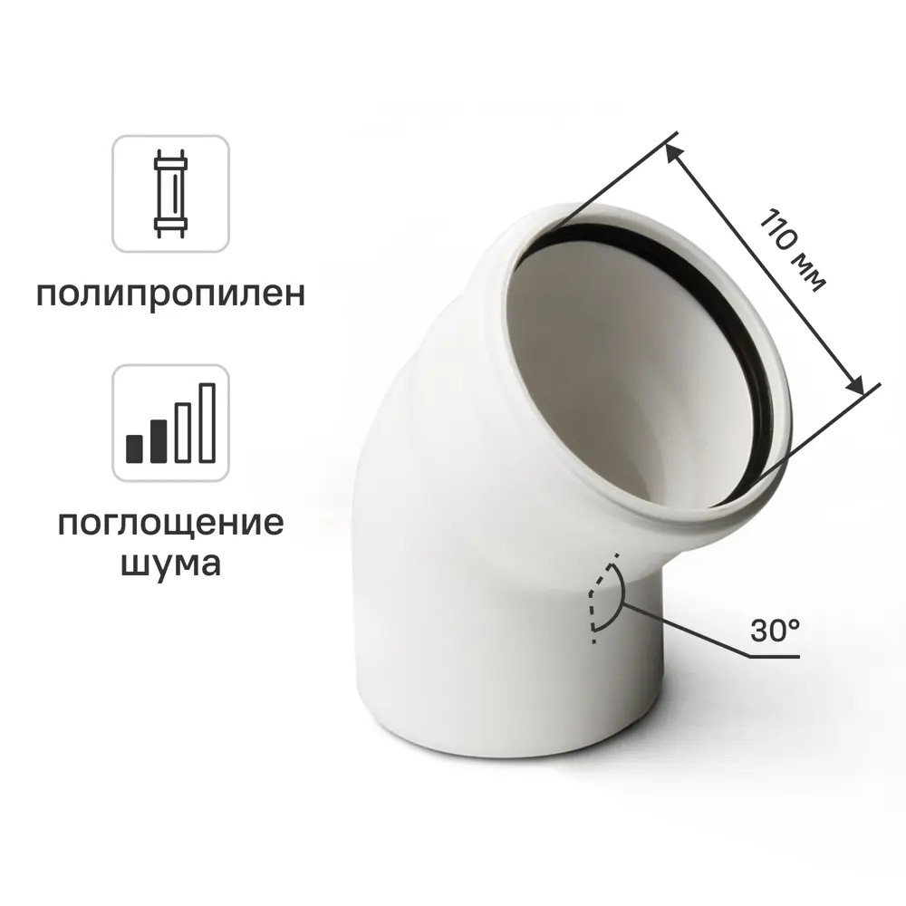 Отвод 110x30 мм Equation с шумопоглощением полипропилен STLM-2140599