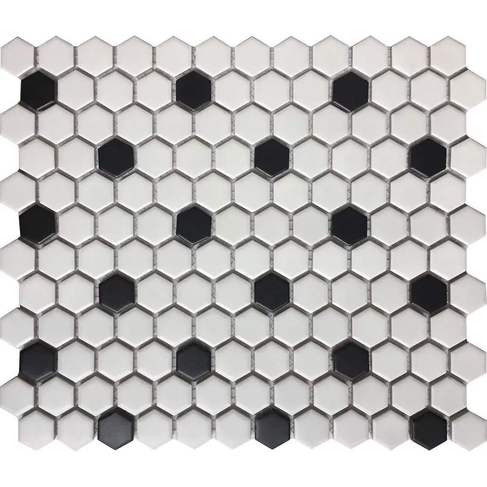 Мозаика фарфоровая Artens Hexo 30x26 см цвет черно-белый STLM-2158456 - Вид №1