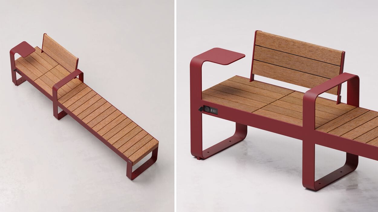 Стальная и деревянная скамья с USB-разъемом DIMCAR IO ARCH-00049008 - Вид №1