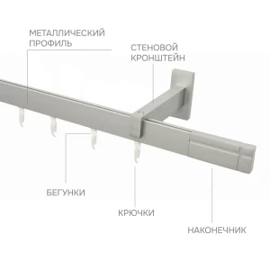 Карниз для штор однорядный Эскар 4113200 200 см металл цвет сатин