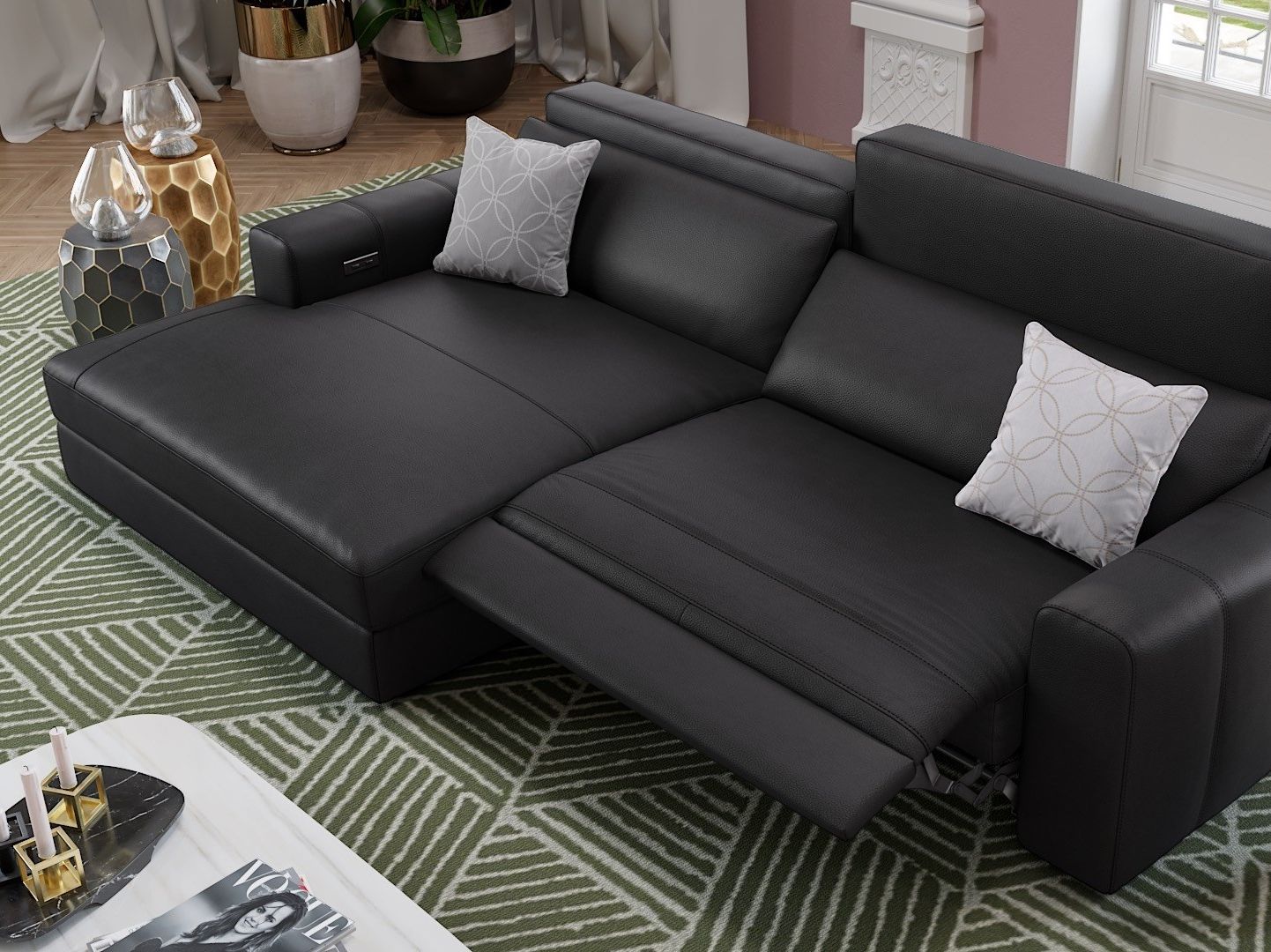 Кожаный диван с полуостровом Sofanella Capri ARCH-00095652