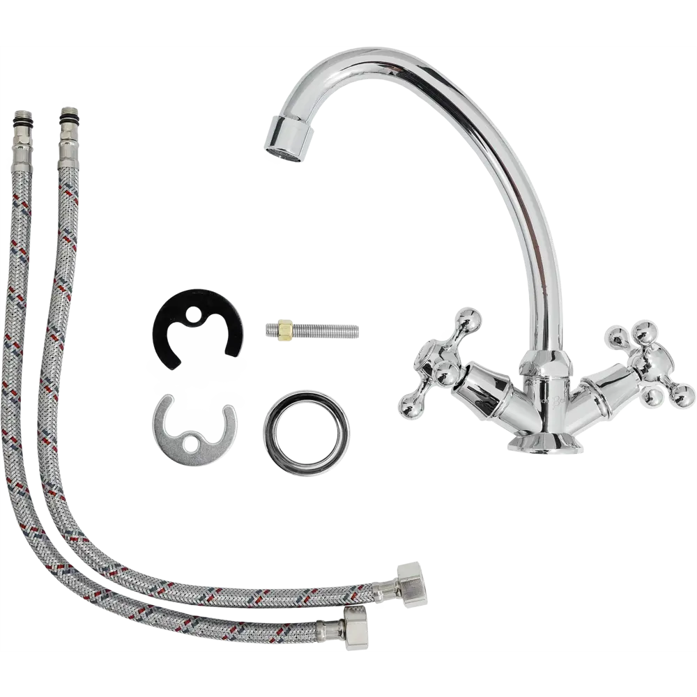 Смеситель для раковины Клевер Leto двухвентильный цвет хром STLM-2035692 - Вид №2
