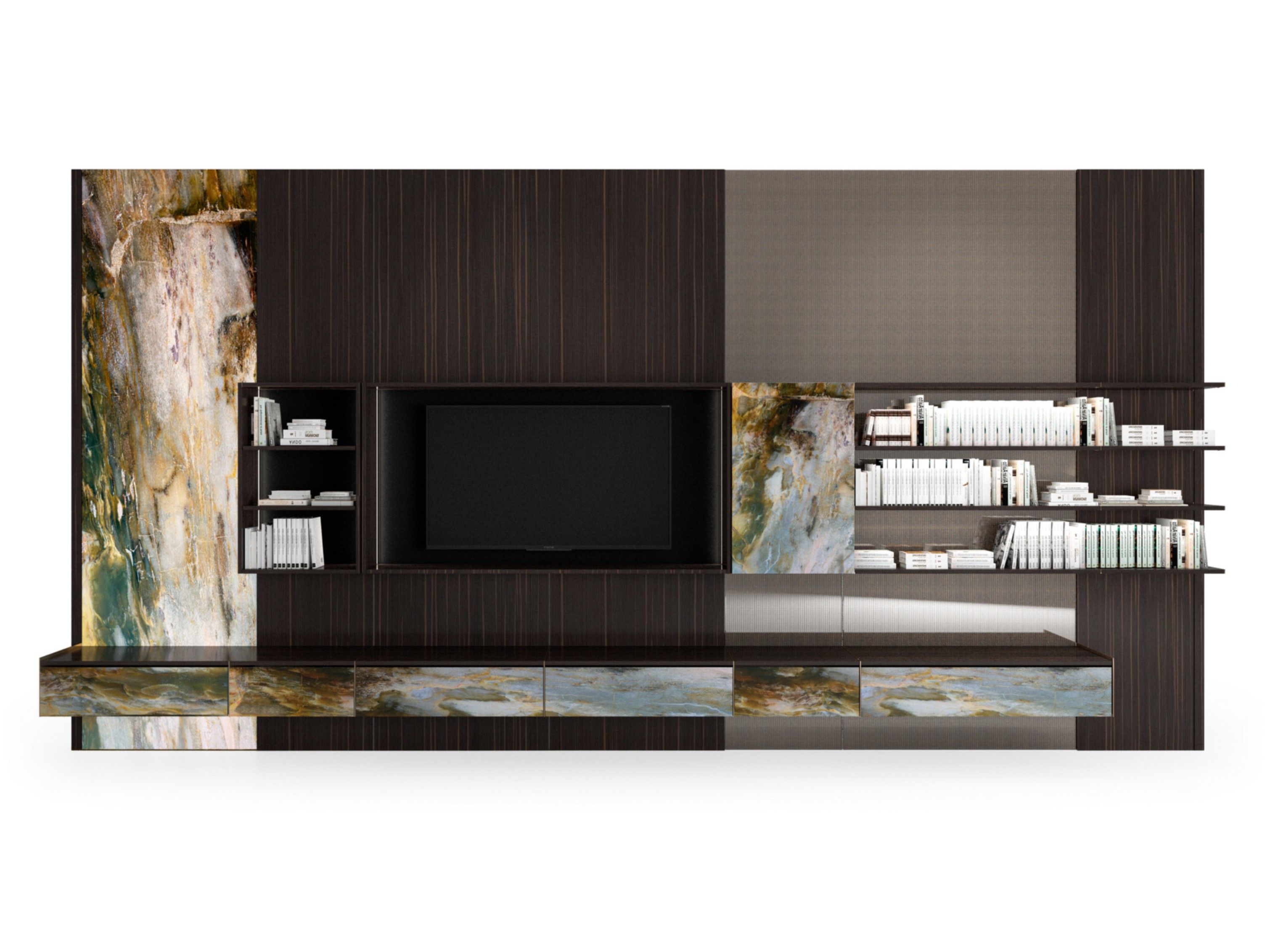 Эбеновая оборудованная стена с подставкой для телевизора Sicis Blade System ARCH-00034455