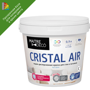 87543892 Краска для колеровки для стен Cristal Air Antivirus прозрачная база С 0.9 л STLM-0074385 MAITRE DECO