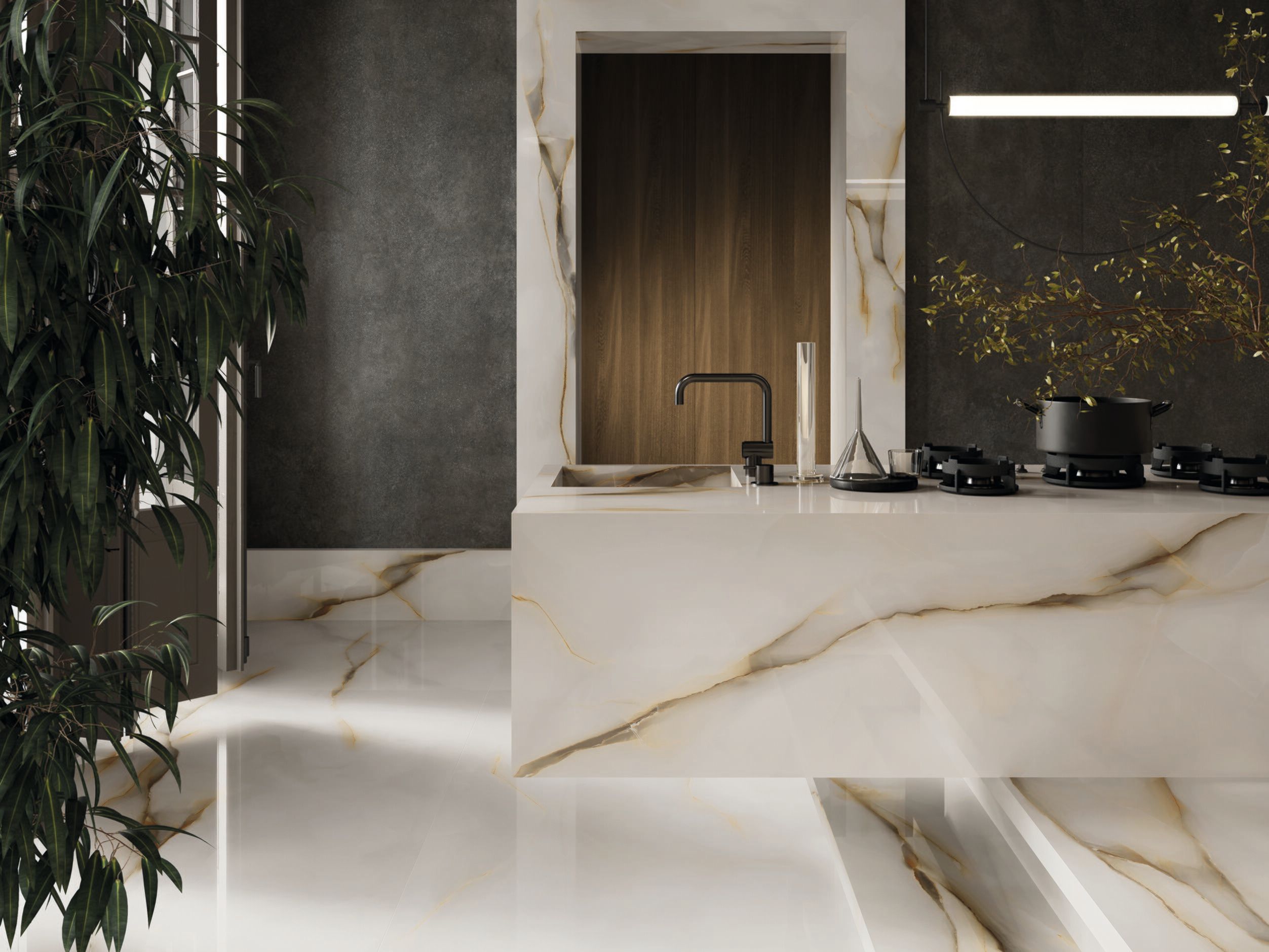 Пол / керамогранит с мраморным эффектом EmilCeramica чистый Оникс мраморные полотна ARCH-00020491