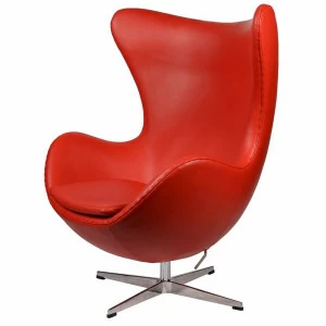 Кресло-яйцо напольное красная кожа Arne Jacobsen Style Egg Chair SOHO DESIGN ДИЗАЙНЕРСКИЕ, EGG 131521 Красный