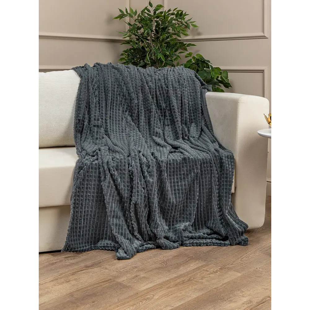 Плед Кубики 200x220 см фланель цвет темно-серый TEXREPUBLIC STLM-2127781 - Вид №4