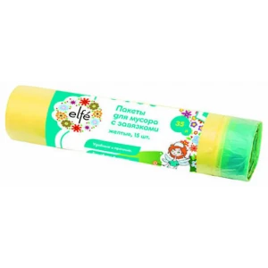 Пакеты для мусора 35 л цвет желтый 15 шт.