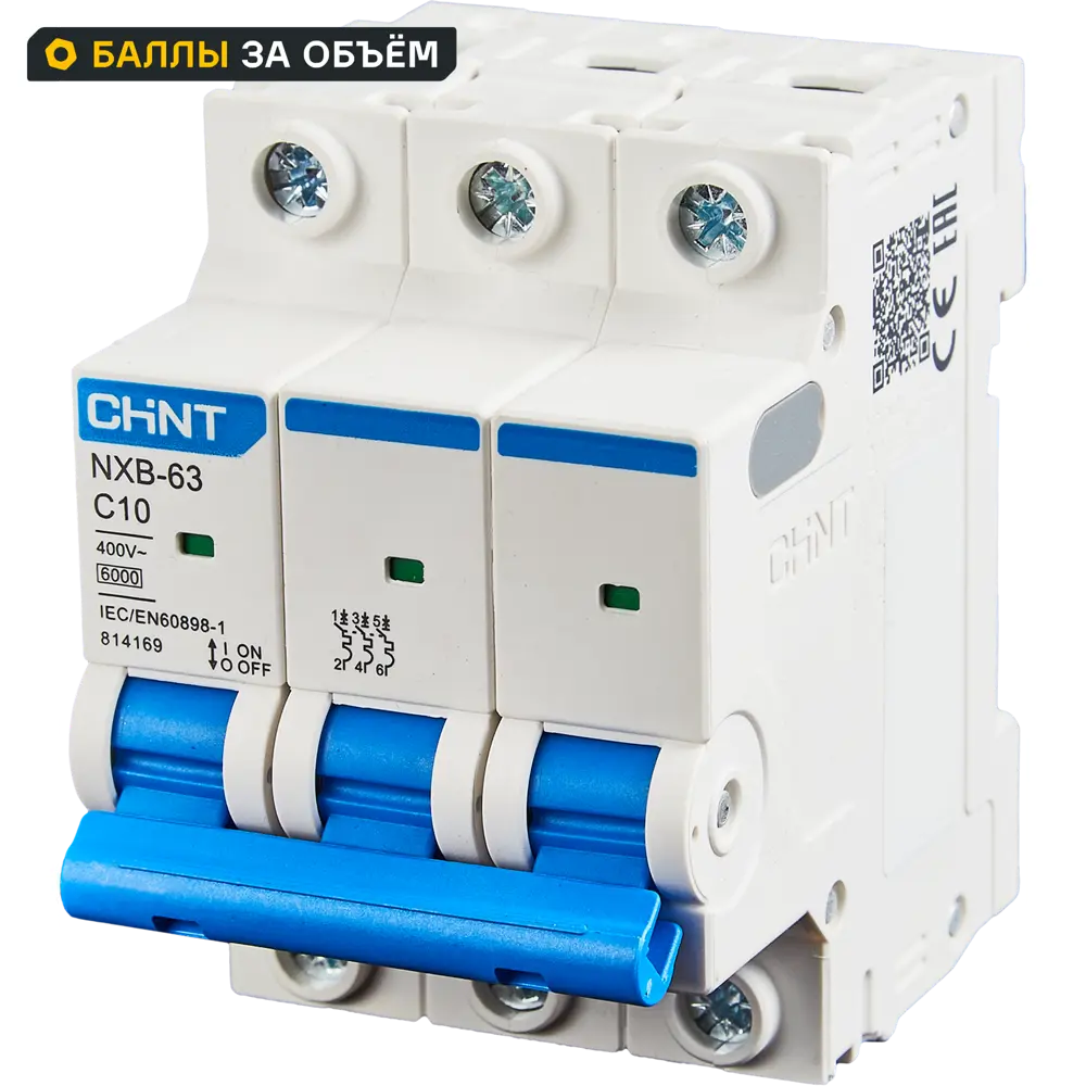 Автоматический выключатель CHINT NXB-63S 3P C25 А 4.5 кА STLM-2154695