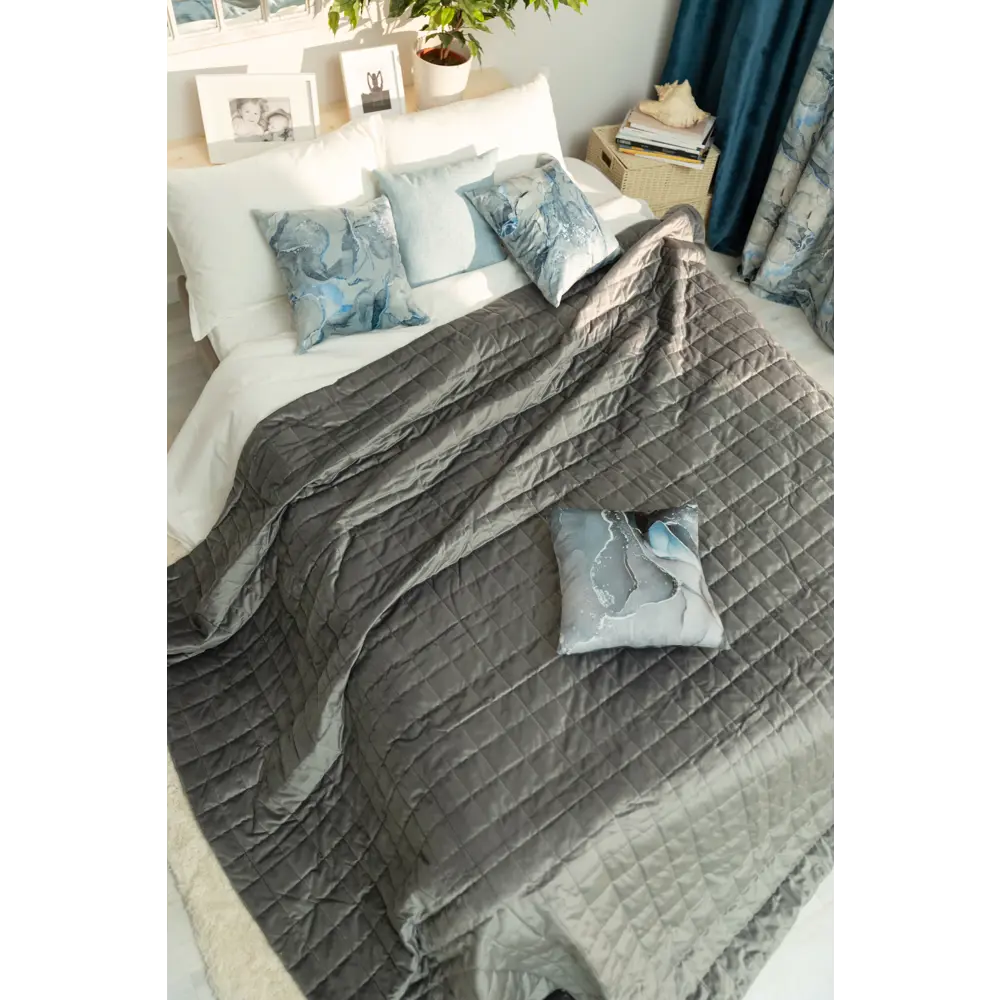 Покрывало Inspire Velvet Etna 220x240 см полиэстер цвет серый STLM-2060720 - Вид №4