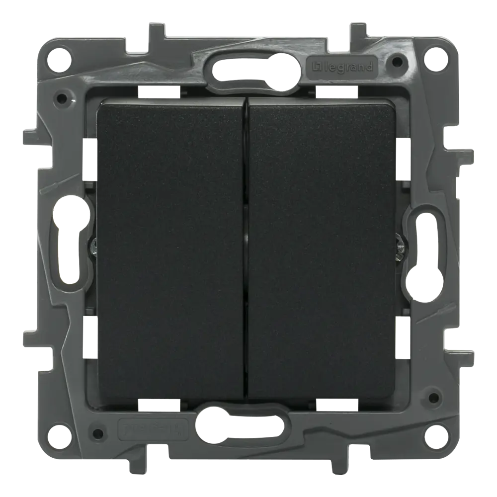 Legrand Etika: двухклавишный переключатель скрытого монтажа в антрацитовом исполнении 17357022 STLM-0008035