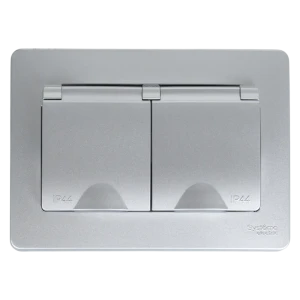 Розетка двойная встраиваемая Systeme Electric Blanca с заземлением IP44 цвет алюминий 86728865 STLM-2153628