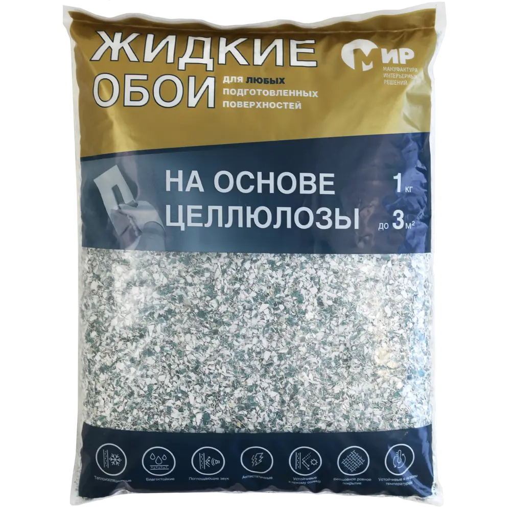 Жидкие обои на основе целлюлозы 1 кг цвет зеленый 82709805 STLM-2064842 МИР  - Вид №1