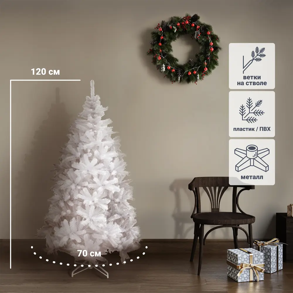 Ель новогодняя искусственная SXMas Blitzen белая 120 см Santreyd STLM-2113105
