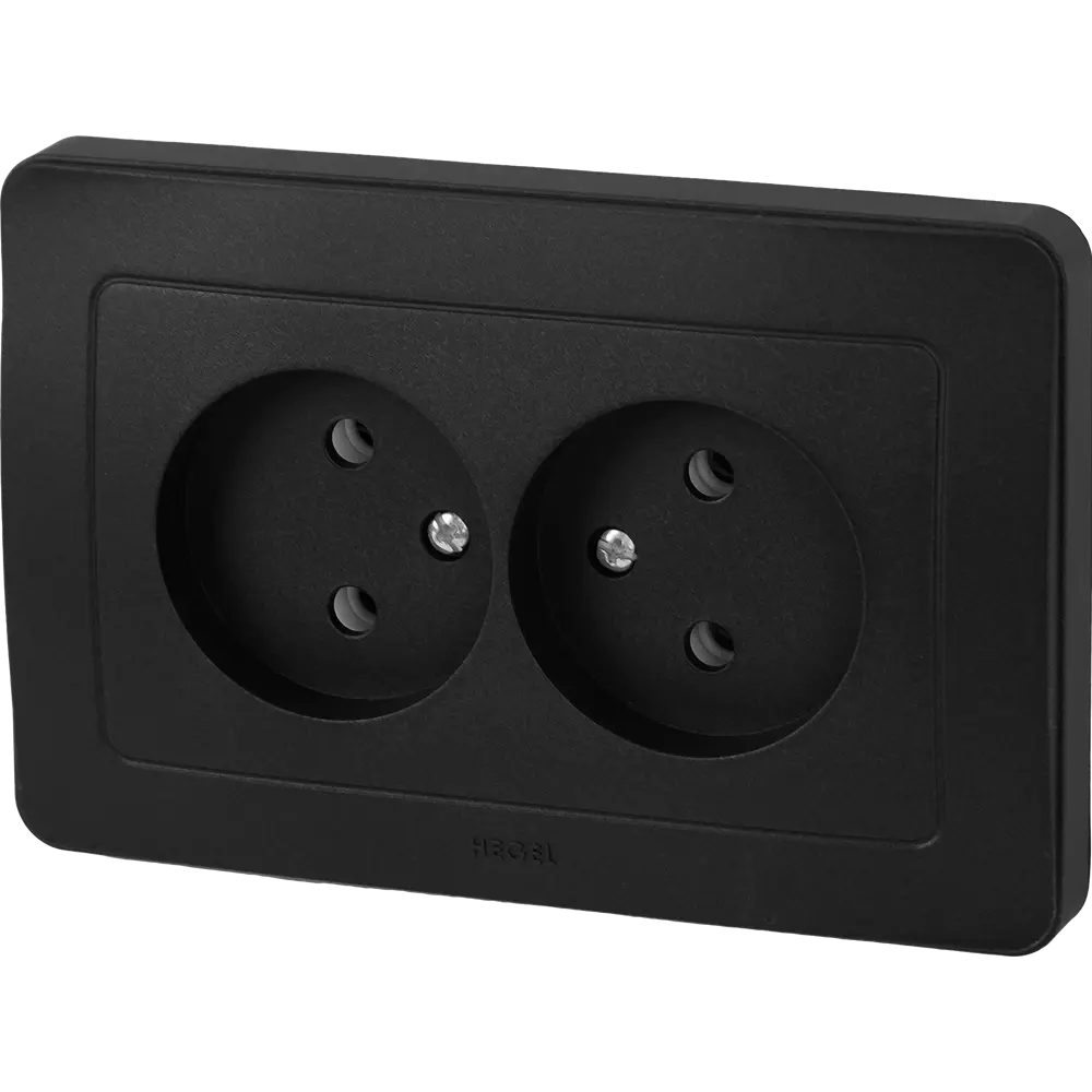 Розетка двойная встраиваемая Hegel Мастер цвет черный STLM-2177591 - Вид №1
