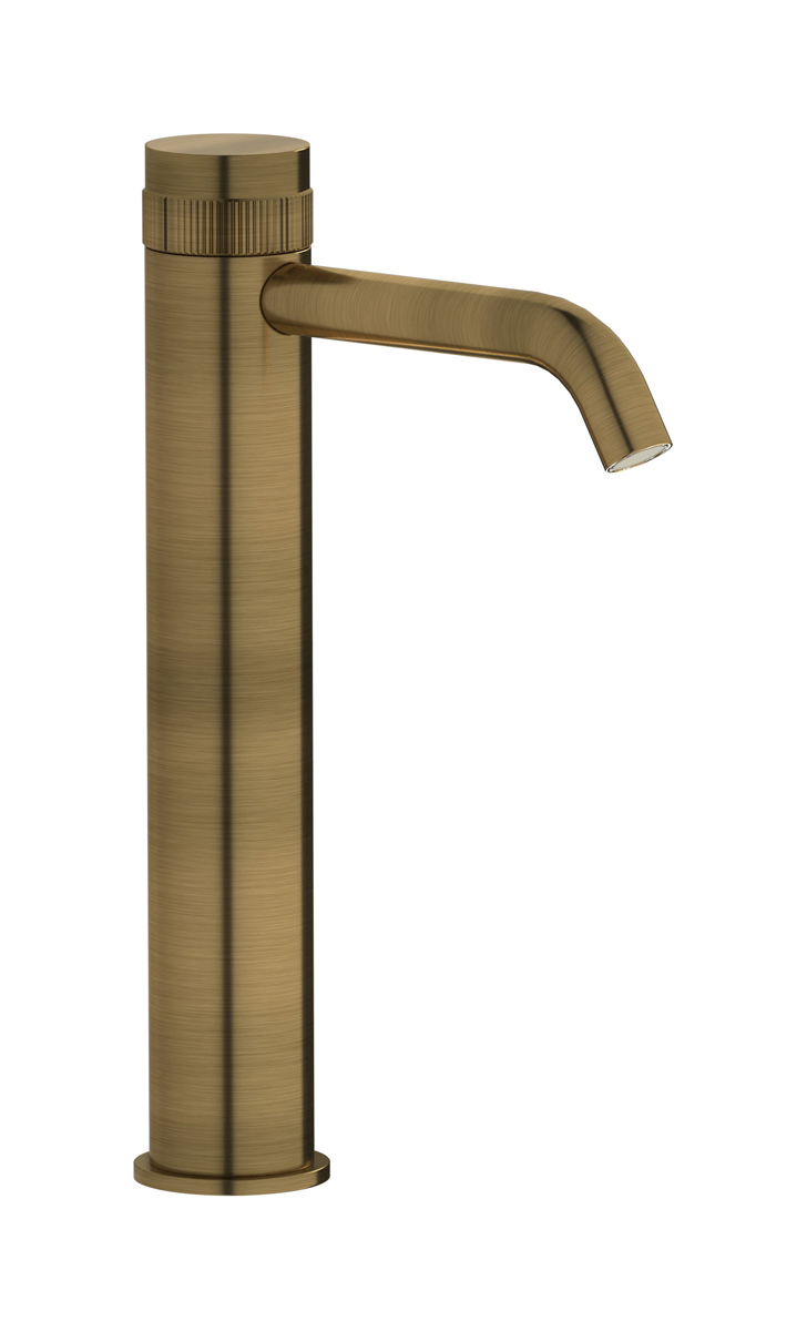 Высокий монорычажный прогрессивный смеситель на раковину в комплекте с донным клапаном. WE ARE IB rx202mb Modern Bronze Reflex