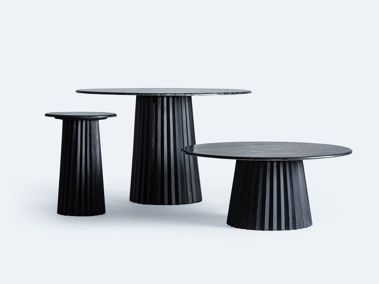 Высокий круглый журнальный столик из дерева манго и мрамора Vical Home Plissé Wood ARCH-00104661 - Вид №4