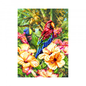 4174 Канва/ткань с рисунком Рисунок на шелке 37 см х 49 см "Экзотический остров" Матренин посад