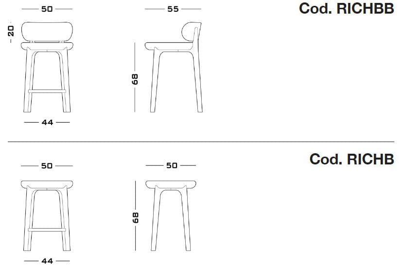 Высокий тканевый стул с деревянным основанием и подставкой для ног Secolo Ричмонд ARCH-00005641 - Вид №2