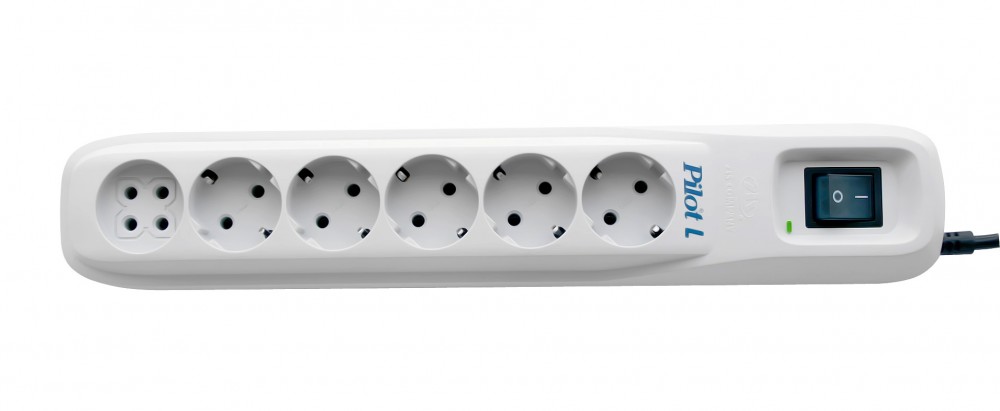Pilot L-6 10M Surge protector , 6 outlets (5+1), white ZIS Santreyd  - Вид №1