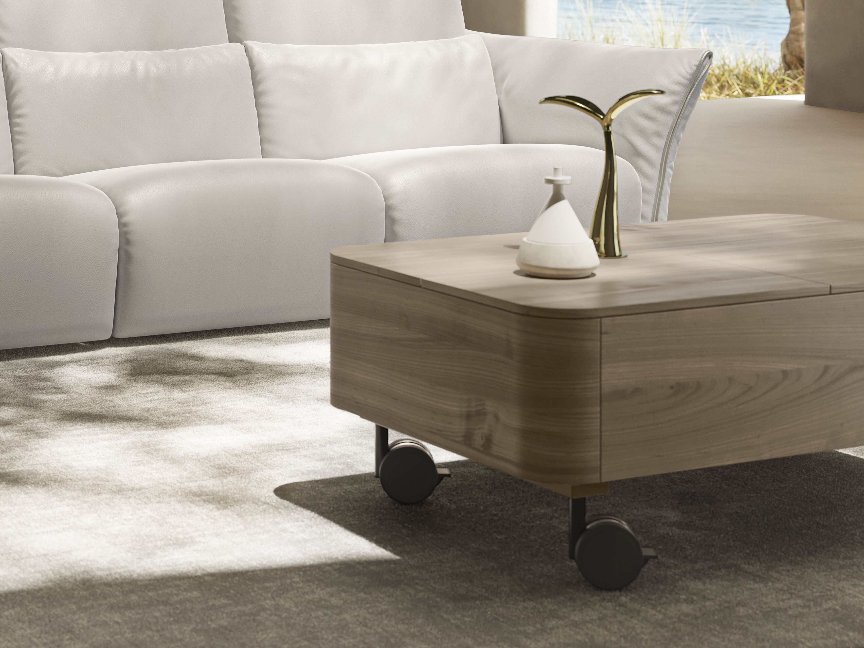 Деревянный журнальный столик с колесами и отсеком для хранения Natuzzi Italia SQUARE ARCH-00091390 - Вид №27