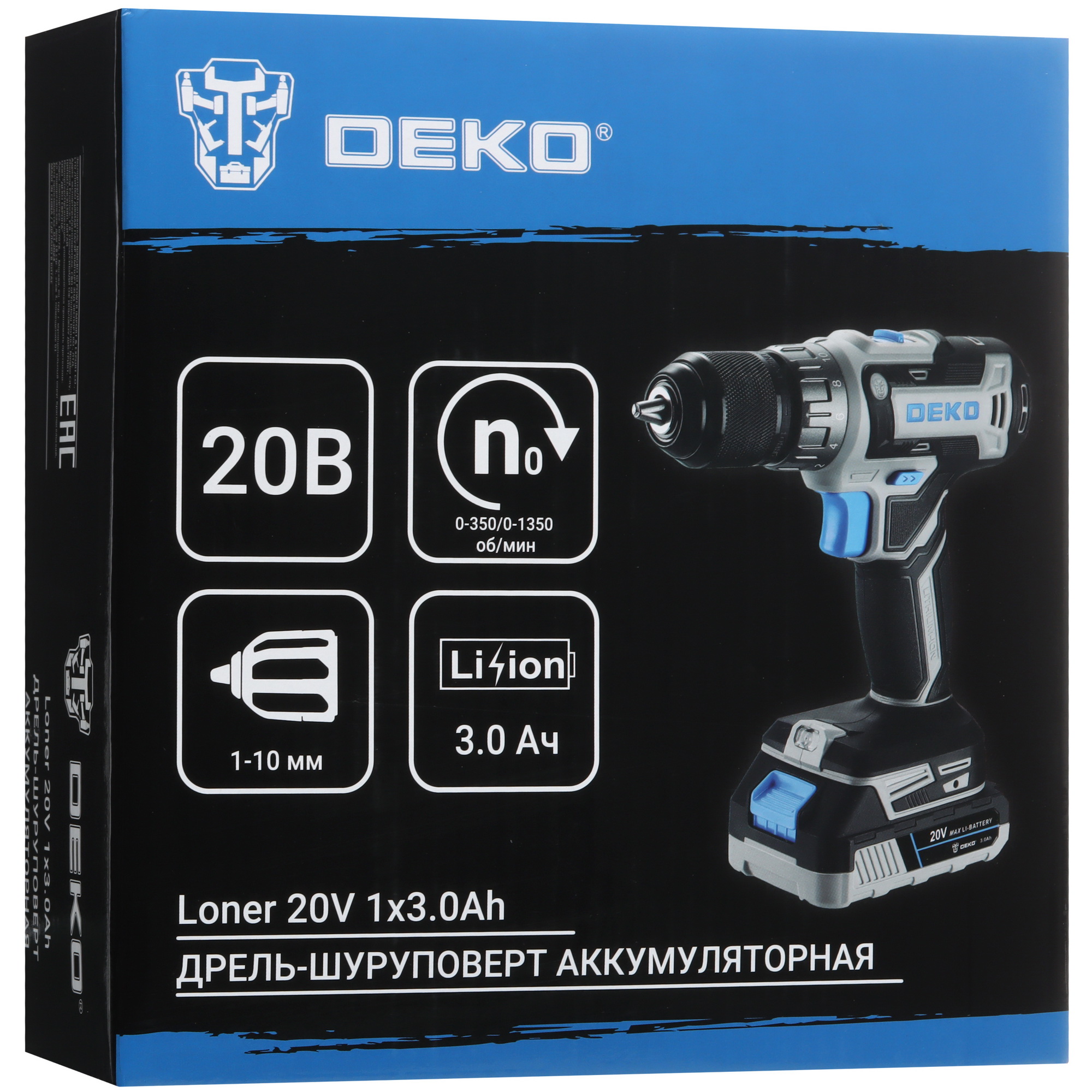 Дрель-шуруповерт DEKO Loner 20V ONE + UNV 20V 5463218 STDN-0053275 - Вид №8