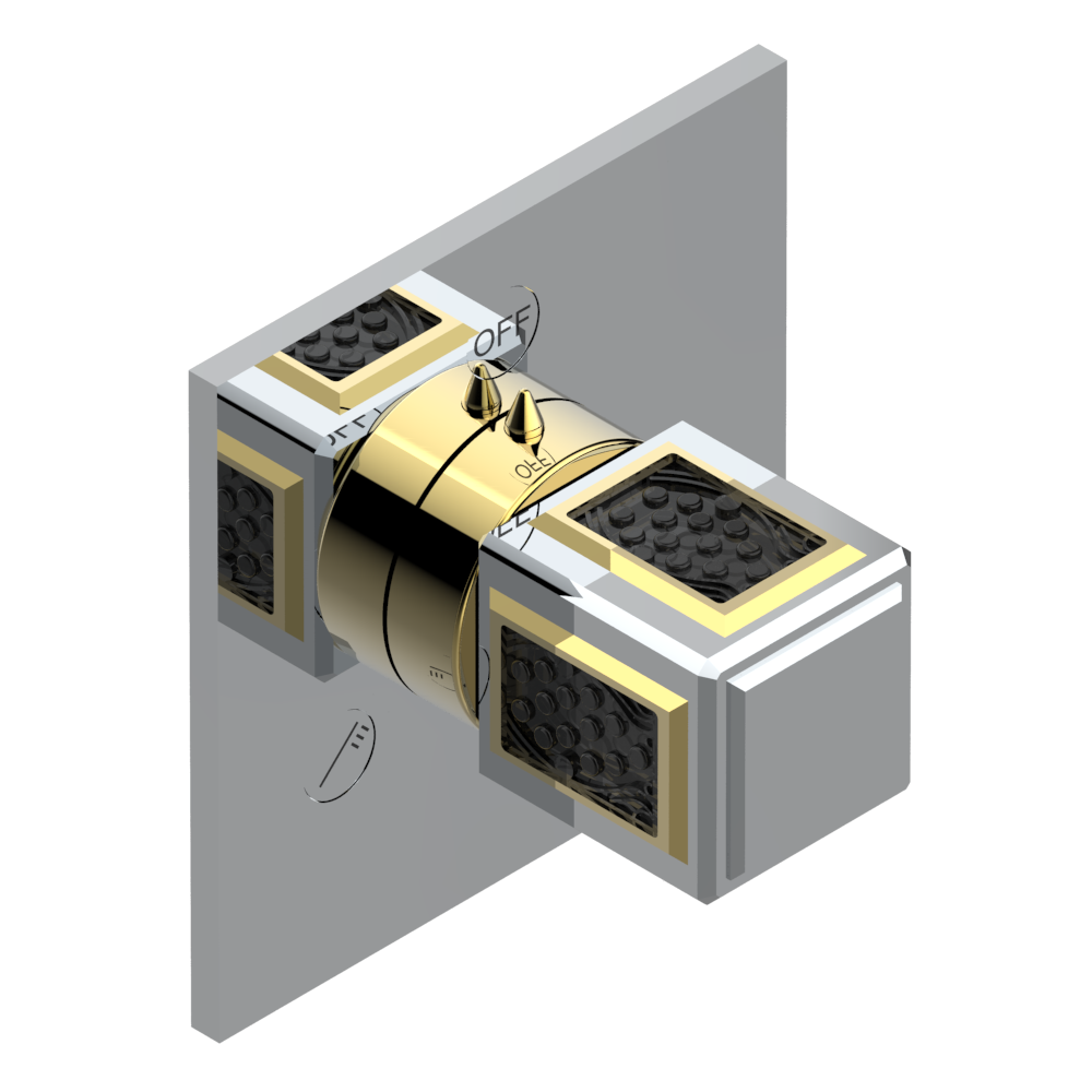 A2L-48M2SB Trim for wall mounted diverter, 2 ways - ref. 48M2 and 3 ways - ref. 49M3 Thg-paris Metropolis с чёрным хрусталём Хром/золото A2L-48M2SB CAT.A