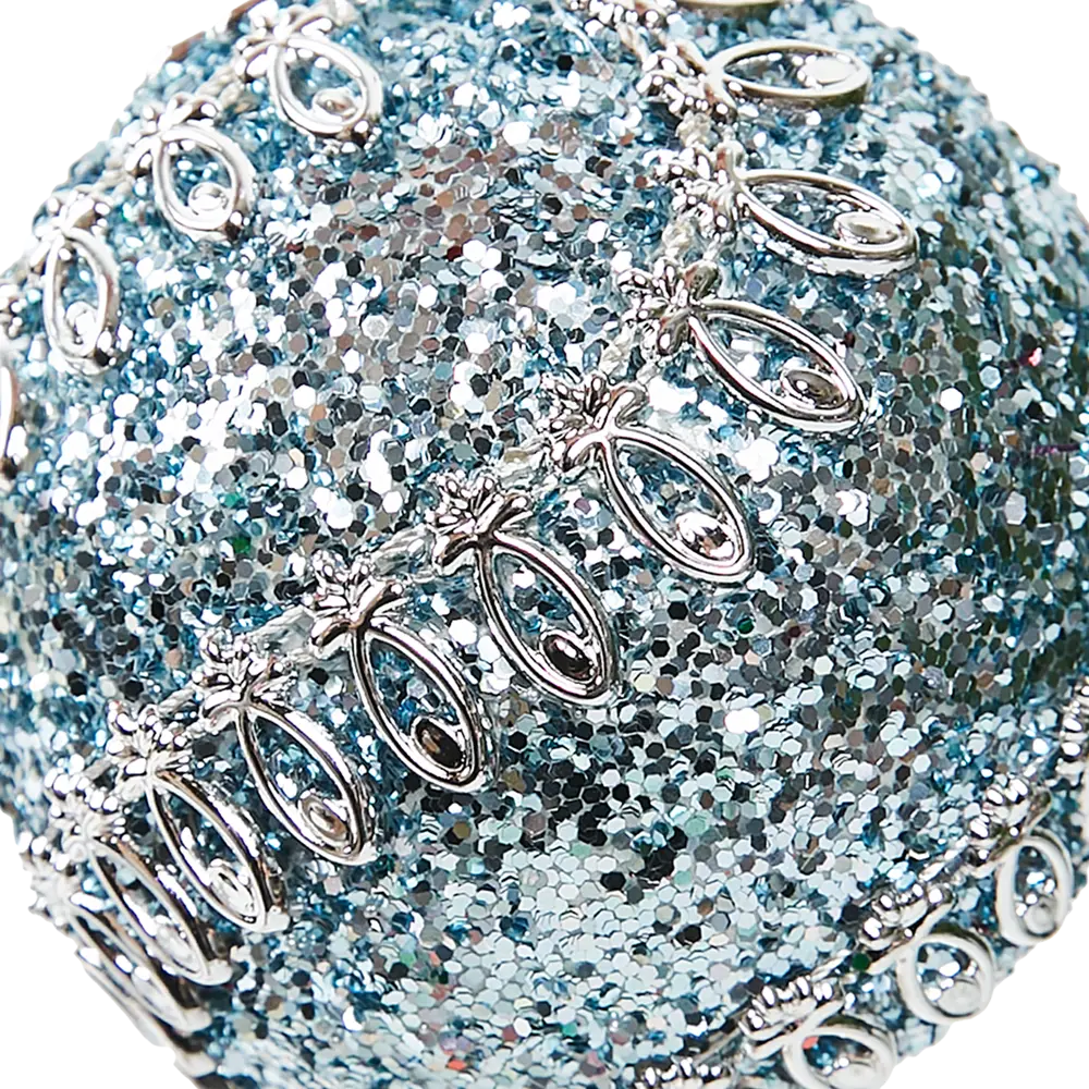 87036398 Елочное украшение Шар с узором из блесток Christmas ø8 см цвет синий STLM-1467511 Santreyd  - Вид №2