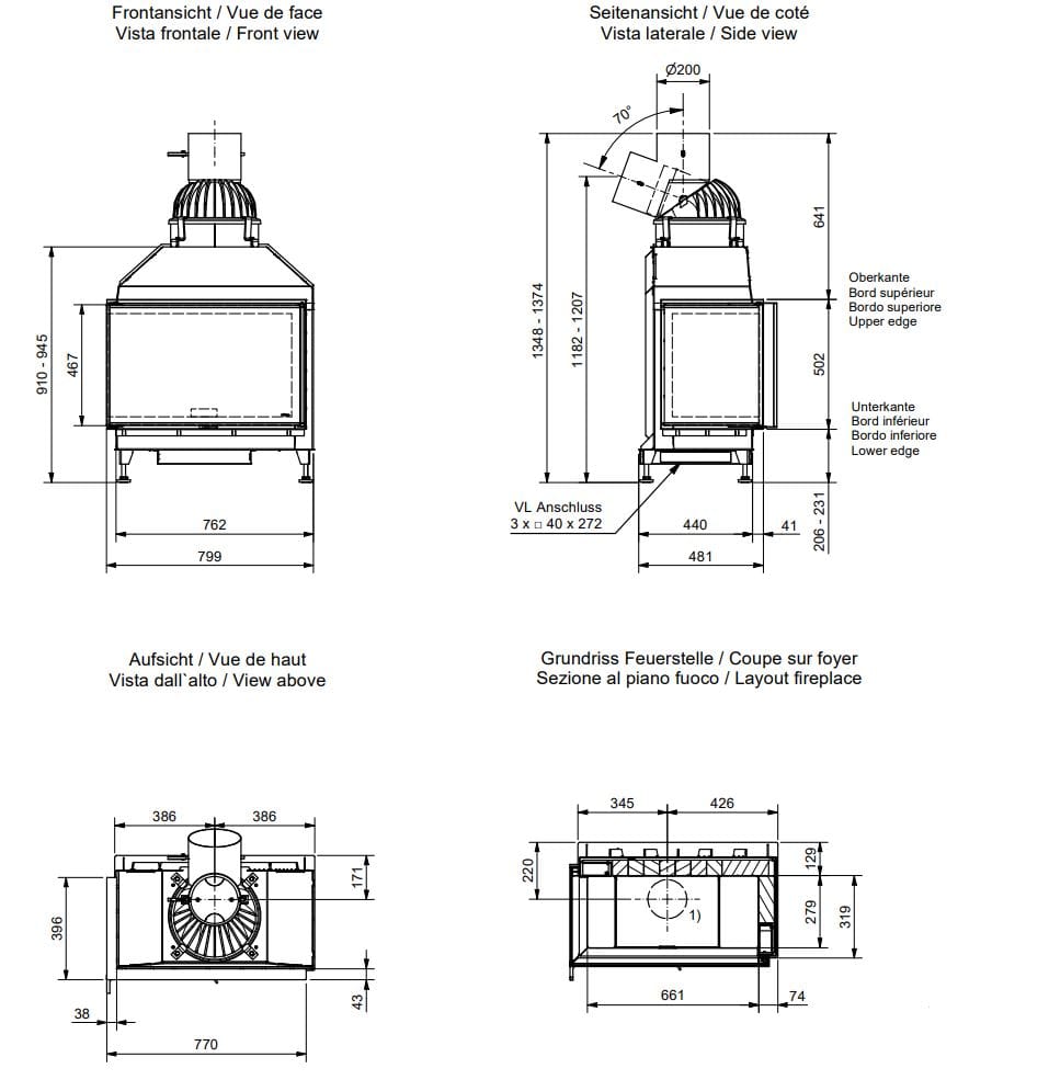 Стальной дровяной угловой камин RÜEGG K ARCH-00122365 - Вид №3
