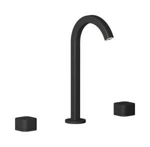 Смеситель для раковины на 3 отверстия с коротким изливом в комплекте с донным клапаном. WE ARE IB eo392np_1 Matt Black Elio