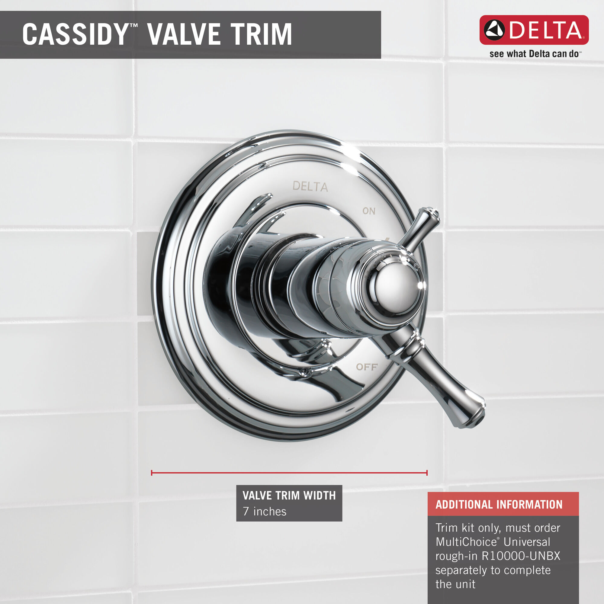 T17097 Облицовка только для клапана Monitor® серии 17 Delta Faucet Cassidy Хром  - Вид №1