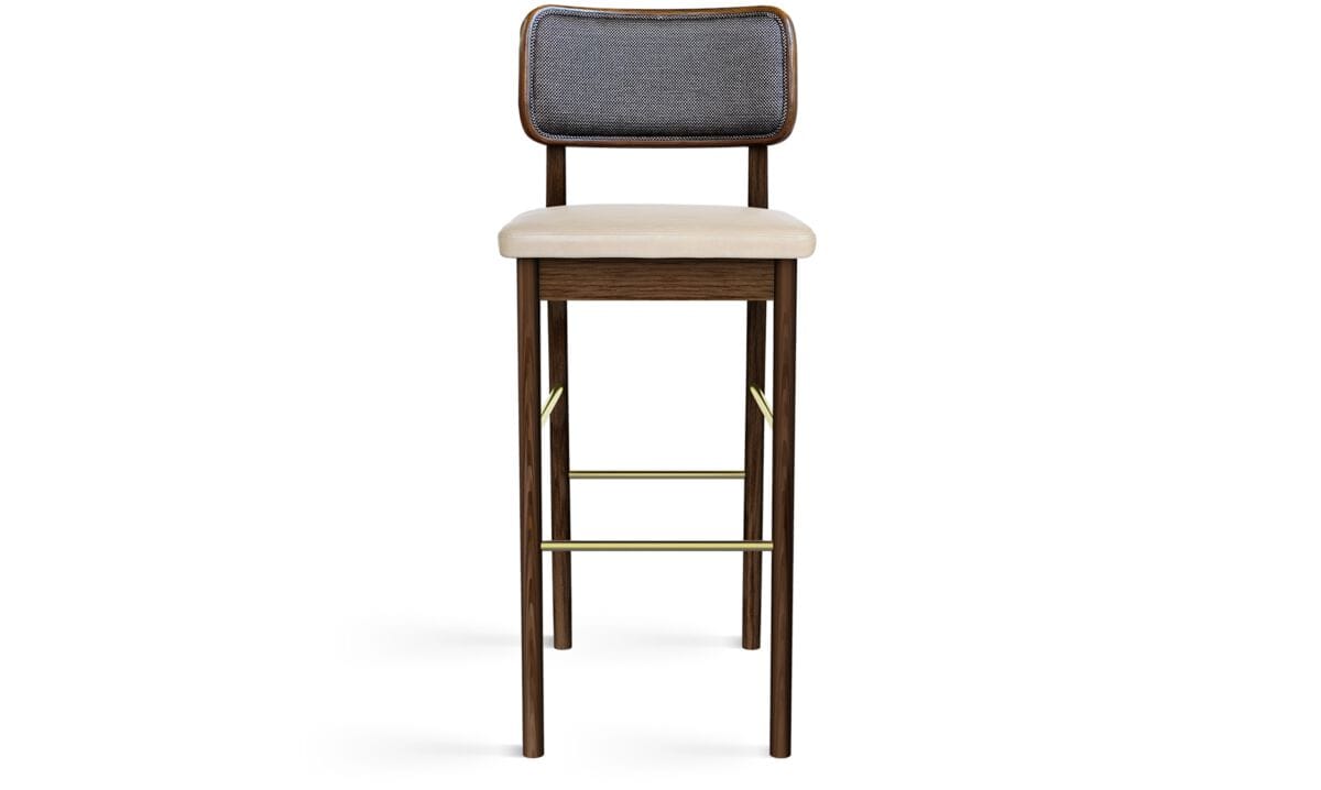 Высокий деревянный табурет со встроенной подушкой и плетеной спинкой RED EDITION плетеная ARCH-00035114 - Вид №24