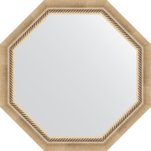 BY 3756 Зеркало в багетной раме - состаренное серебро с плетением 70 mm EVOFORM Octagon