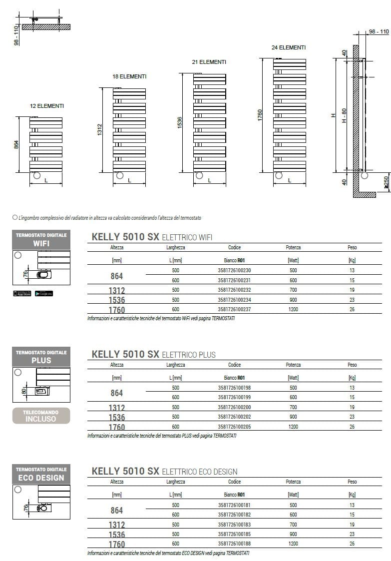 Стальной вертикальный электрический полотенцесушитель Cordivari Келли ARCH-00090376 - Вид №2