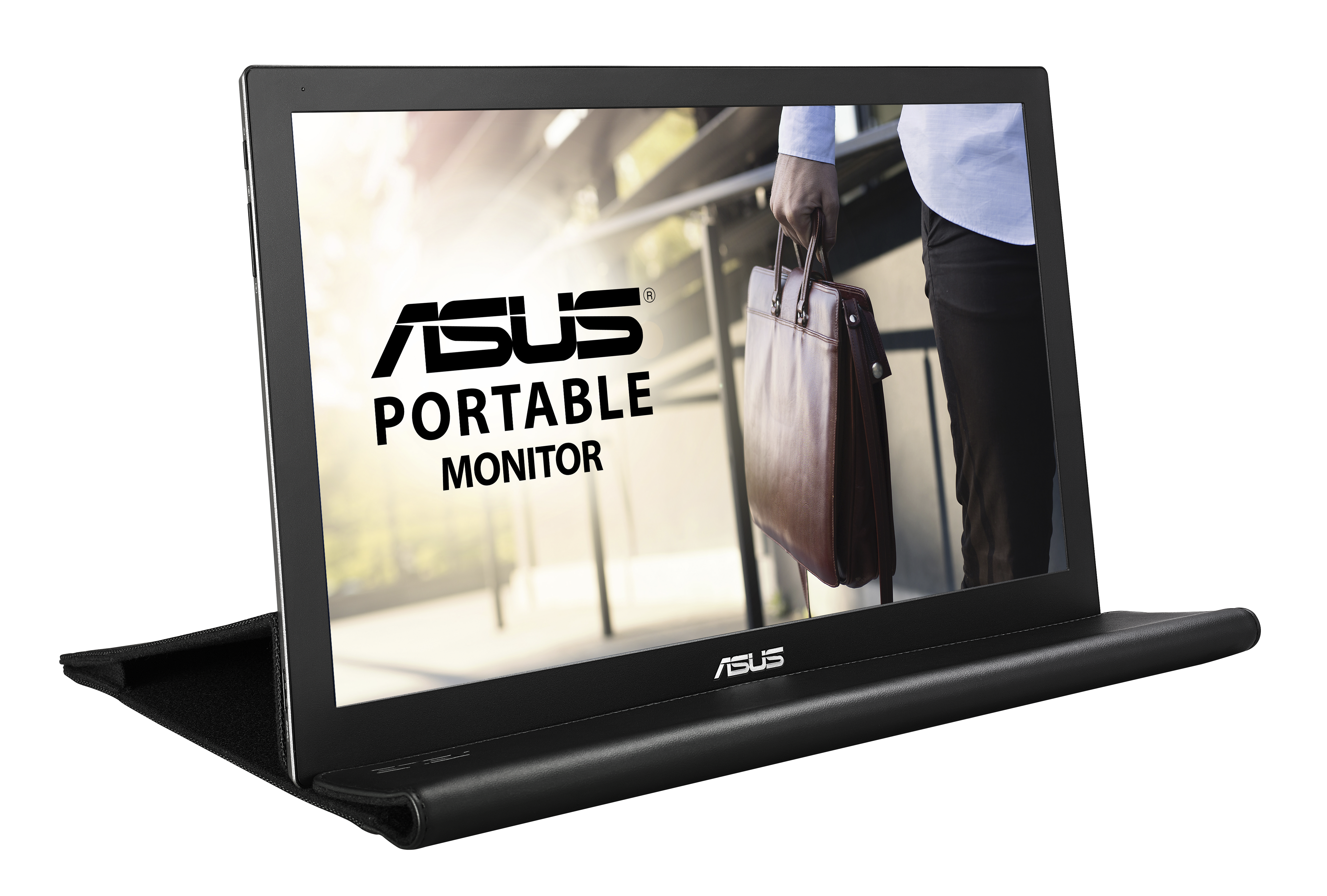 90LM00I0-B01170 mb168b 15.6" wide led hd portable usb-powered monitor, 16:9, 1366 x 768 , 11ms, 200 cd/m2 , 500 :1, 90°(h), 65°(v), usb 3.0, smart case, single usb 3.0 cable for power and data transmission, silver black ASUS Santreyd  - Вид №1