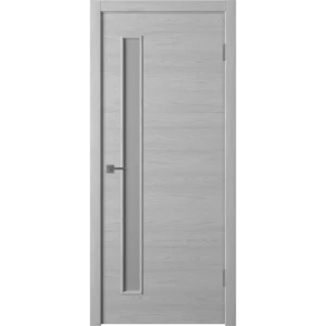 Дверь межкомнатная со стеклом Лам 80x200 см финиш бумага цвет ясень серый с замком