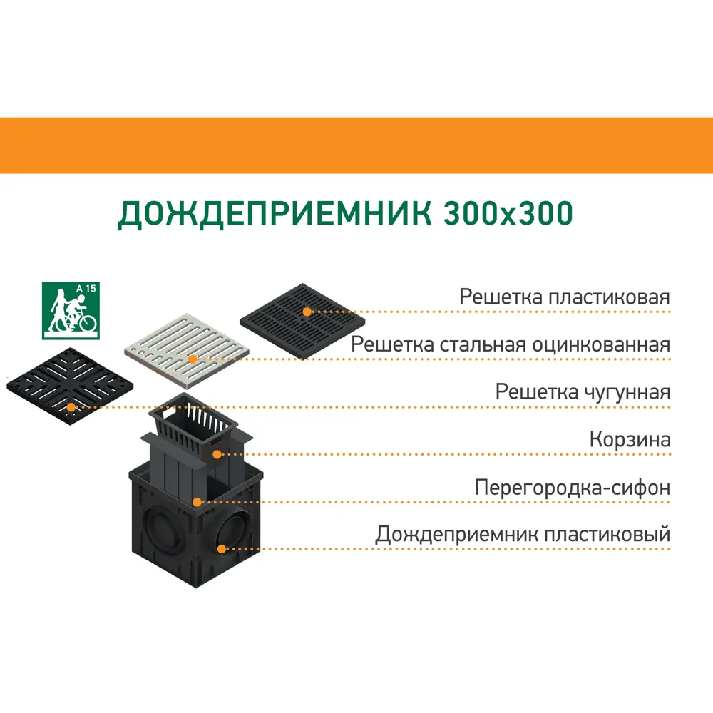 Дождеприемник пластиковый Standartpark Polymax Basic 290x290x297 мм STLM-2176154 - Вид №4