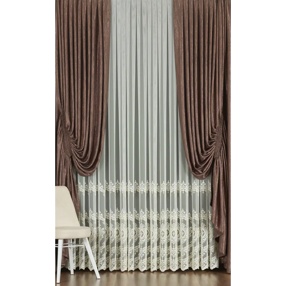 Тюль с вышивкой «Султан» сетка 290 см цвет кремовый ELIT HOME STLM-2209609 - Вид №3