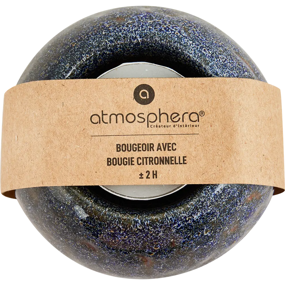 Свеча в керамическом подсвечнике Atmosphera Цитрон коричнево-синяя 8 см STLM-2114951 - Вид №3