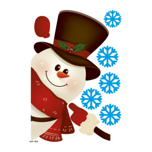90751519 Наклейки-стикеры "Выглядывающий снеговик в шляпе" 21x30 см, 1 шт STLM-0367713 WOOZZEE