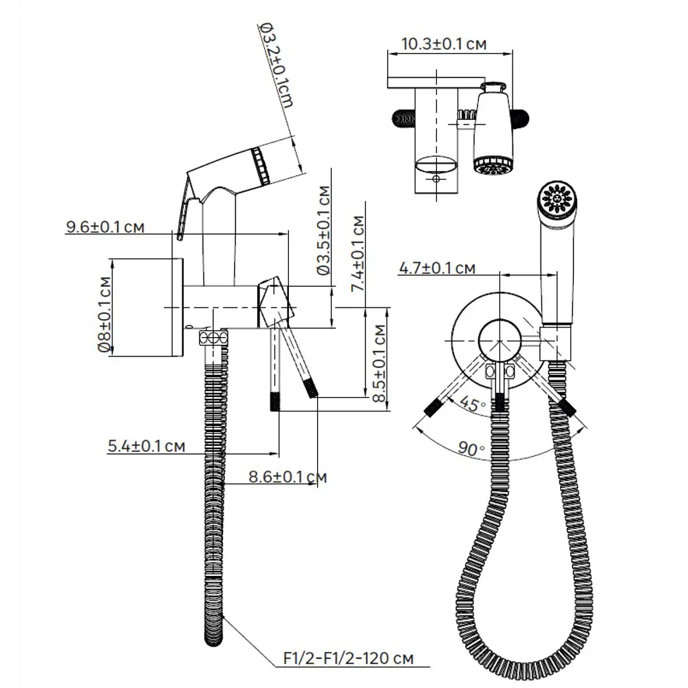 Гигиенический душ KONSENSA Терни скрытый монтаж, набор со смесителем, цвет сатин матовый STLM-2105482 - Вид №3