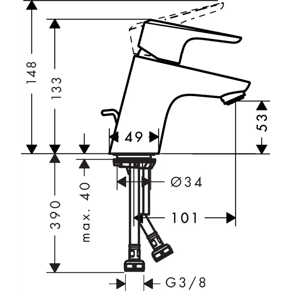 Смеситель для раковины Hansgrohe Ecos однорычажный цвет хром STLM-2108903 - Вид №7