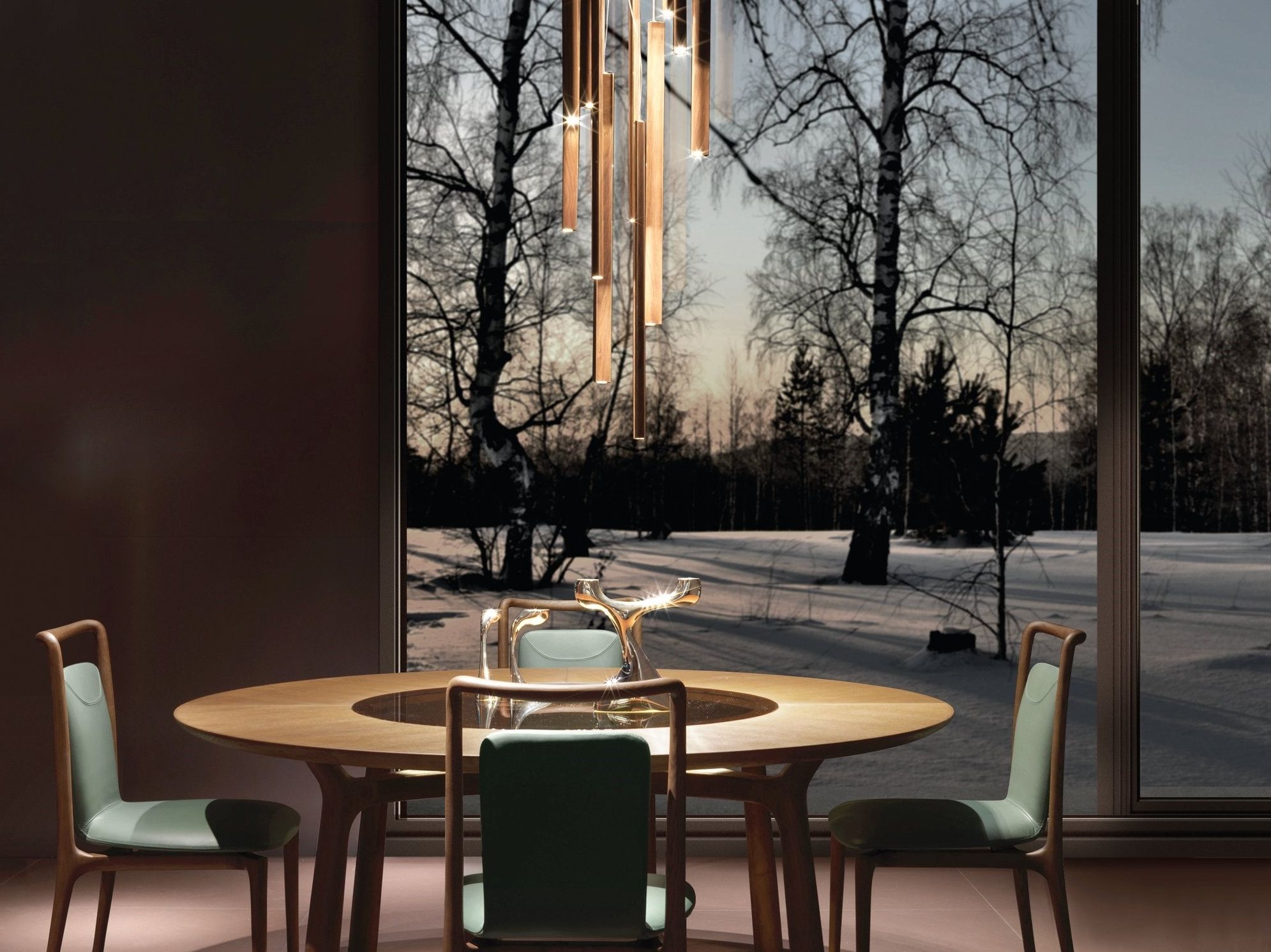 Светодиодный подвесной светильник из орехового дерева Giorgetti LEAF ARCH-00030523 - Вид №4