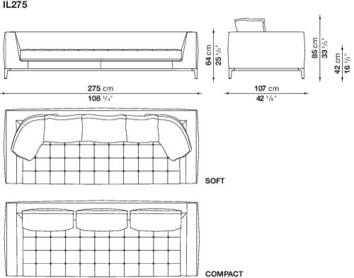 Кожаный диван Maxalto Lucrezia Soft ARCH-00048979 - Вид №3