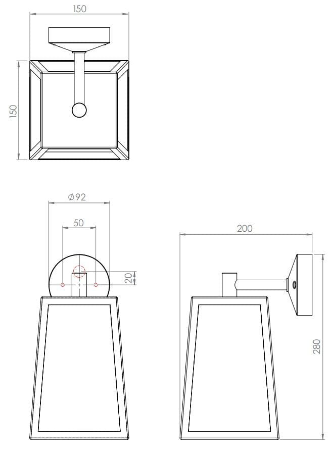 Стальная и стеклянная наружная настенная лампа Astro Lighting Calvi ARCH-00135575 - Вид №8