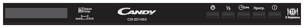 CDI 2D11453-07 Узкая, 82х44.86х57 см, 11 комплектов, 3-я корзина, 8 программ, 45 дб, таймер, digit интерфейс, расход 8 л, 1/2 загрузка, aqua stop Candy Santreyd  - Вид №1