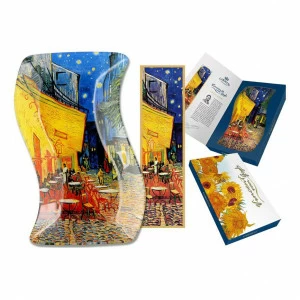 Тарелка стеклянная разноцветная фигурная "Ночная терраса кафе" (В. Ван Гог) CARMANI В. ВАН ГОГ 00-3946761 Белый;желтый;синий;разноцветный