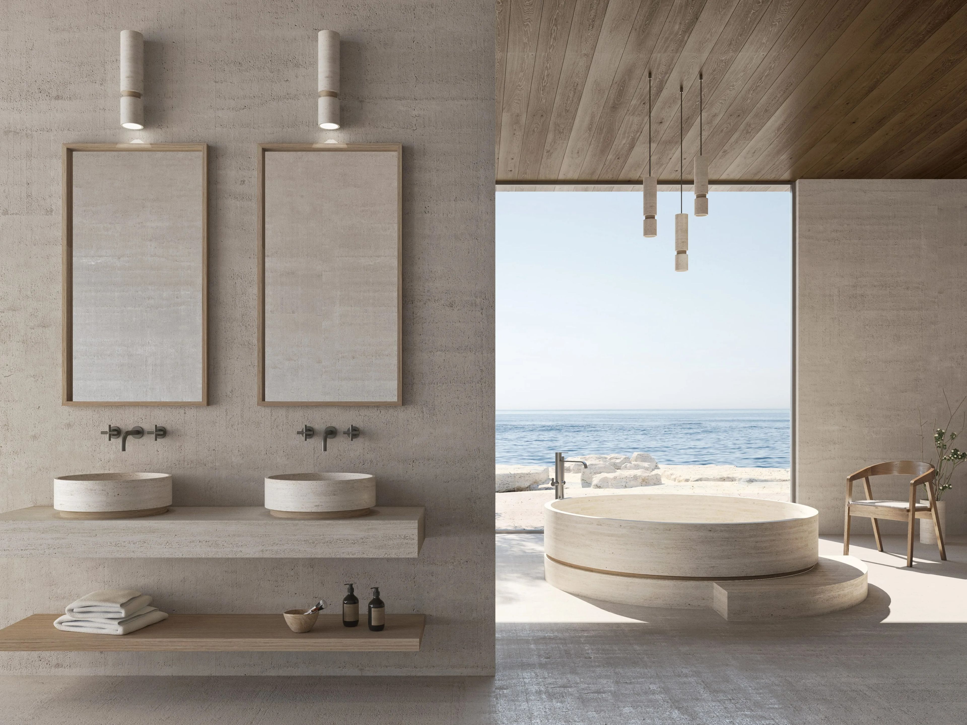 Круглая ванна из натурального камня Davani Parallel ARCH-00080767 - Вид №3