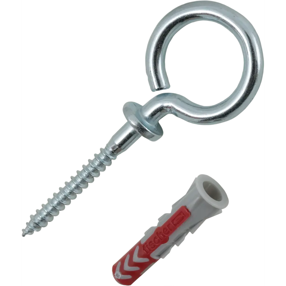 Дюбель для всех типов стен Duopower 5x25 мм крюк-кольцо цвет серый/красный 8 шт FISCHER STLM-2160571 - Вид №1