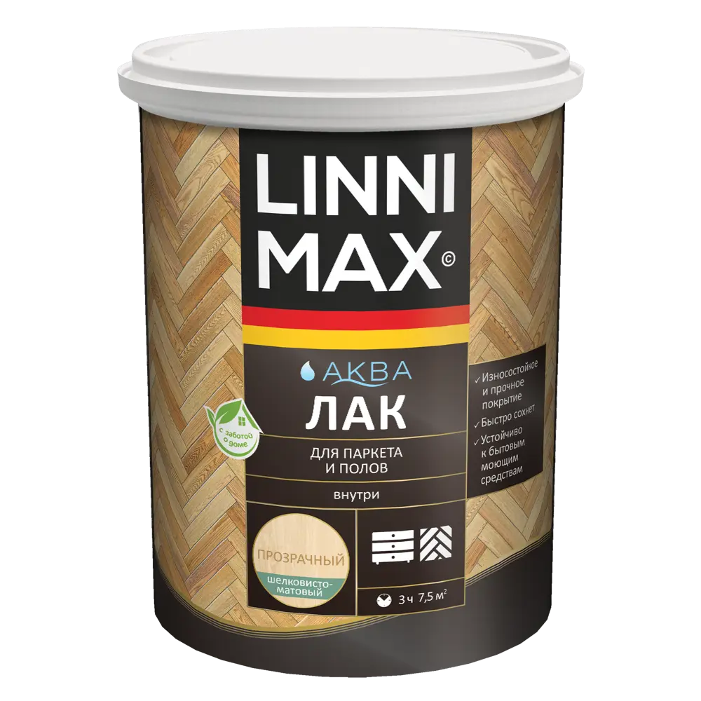 LINNIMAX - Шелково-матовый лак для паркета и деревянных полов 0,9 л 89349635 STLM-1481815 - Вид №1